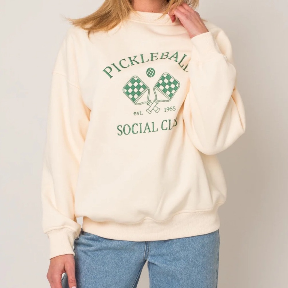 Kaileigh Cream Sweatshirt with Green Print